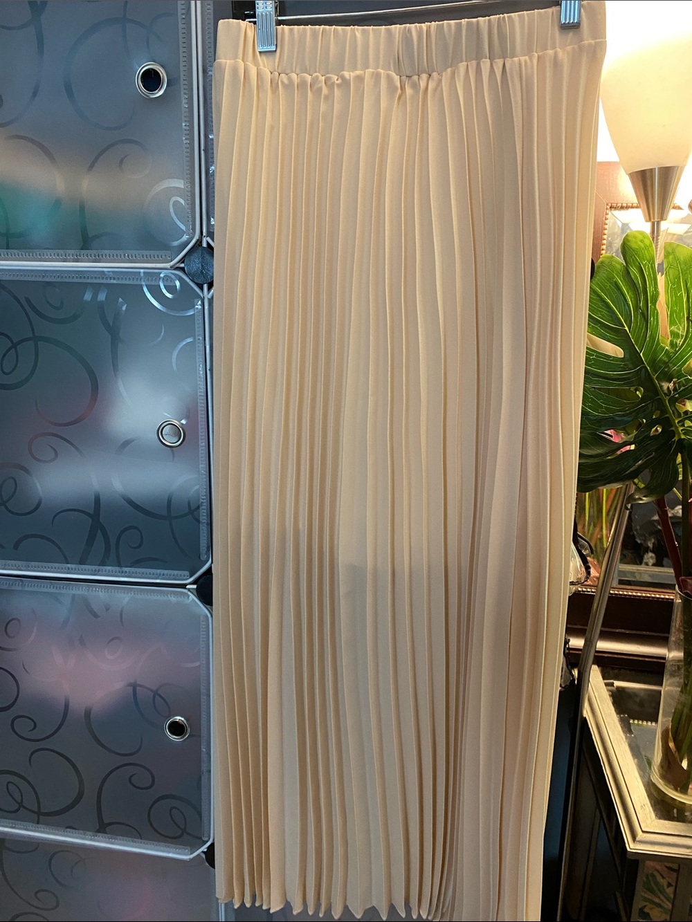 NWOT, Brand  Pleated Cream Maxi Skirt - Elegant Everyday Style